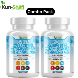 K2 + D3 Quercetin & Vitamin C with BP & Sarracenia – Immune Support, Bone Health & Antioxidant Supplement | Pack of 2  Kun-shafi